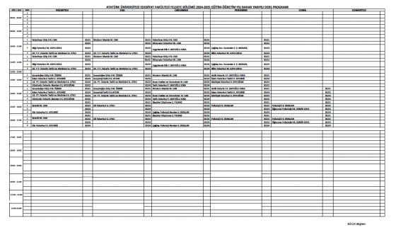 FELSEFE BÖLÜMÜ 2024-2025 EĞİTİM-ÖĞRETİM YILI BAHAR YARIYILI DERS PROGRAMI