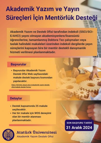 Akademik Yazım ve Yayın Süreçleri İçin Mentörlük Desteği