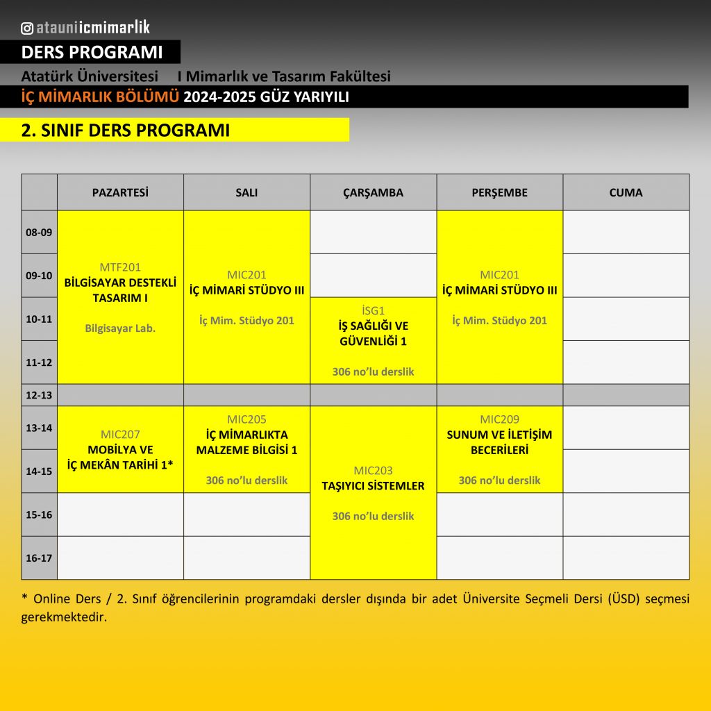 2 sınıf 24-25 güz ders programı