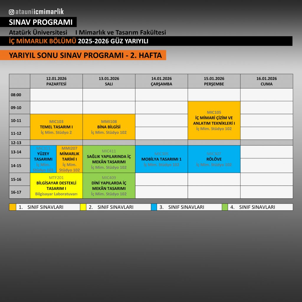 25-26 güz final programı hafta 2