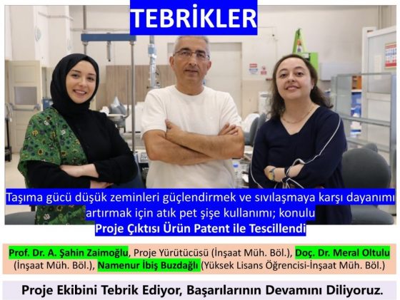 Bölümümüz Akademisyenlerinden Patent Başarısı: Zemin Güçlendirmeye Yönelik Ürün Tescillendi